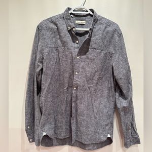 NWOT mens Oliver Spencer gray chambray long sleeve collared shirt, size 16 / L